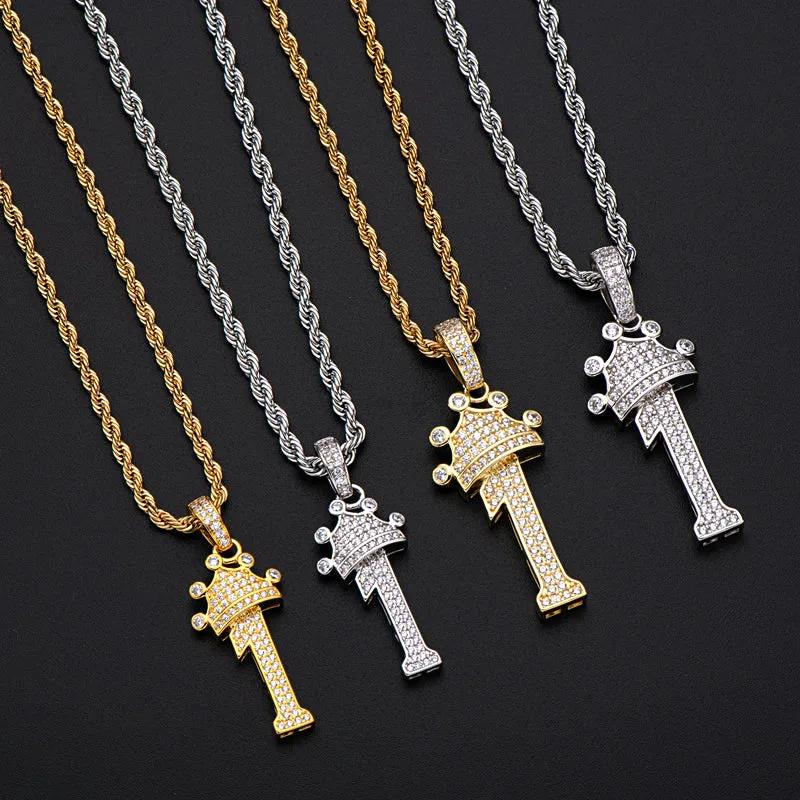 Number 1 Hip Hop Created Diamond Pendant Necklace 23.62''