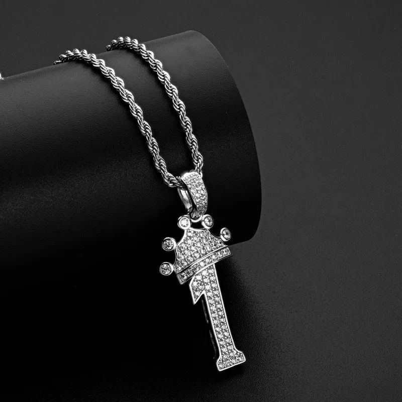Number 1 Hip Hop Created Diamond Pendant Necklace 23.62''