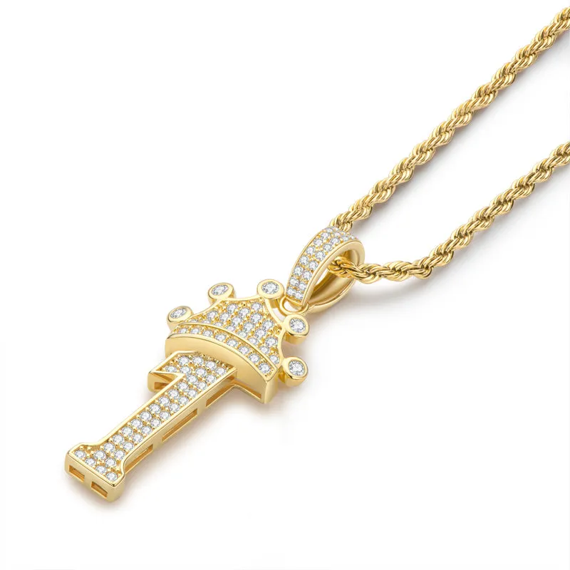 Number 1 Hip Hop Created Diamond Pendant Necklace 23.62''