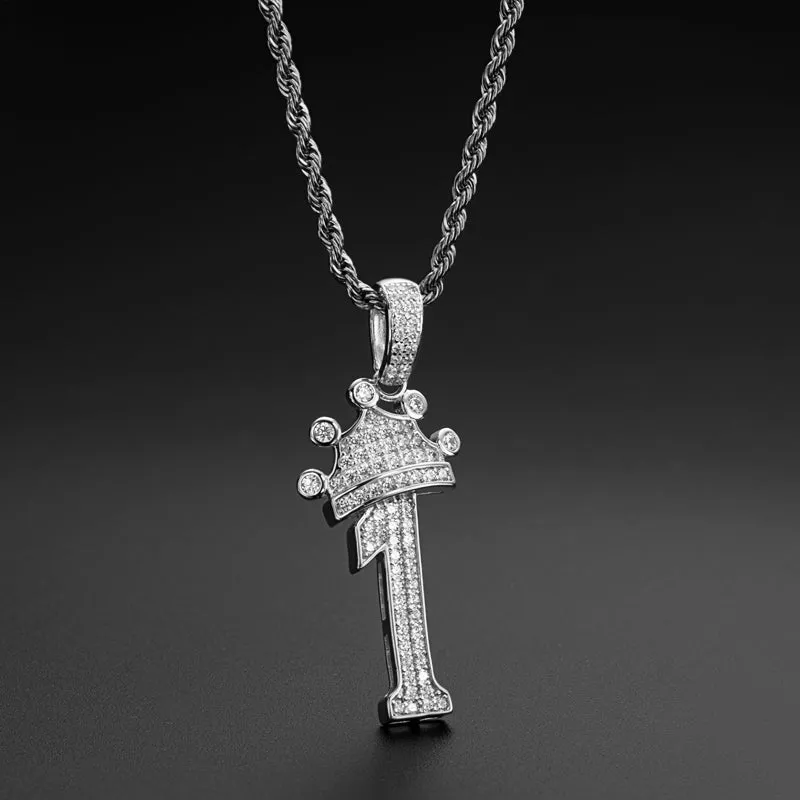 Number 1 Hip Hop Created Diamond Pendant Necklace 23.62''