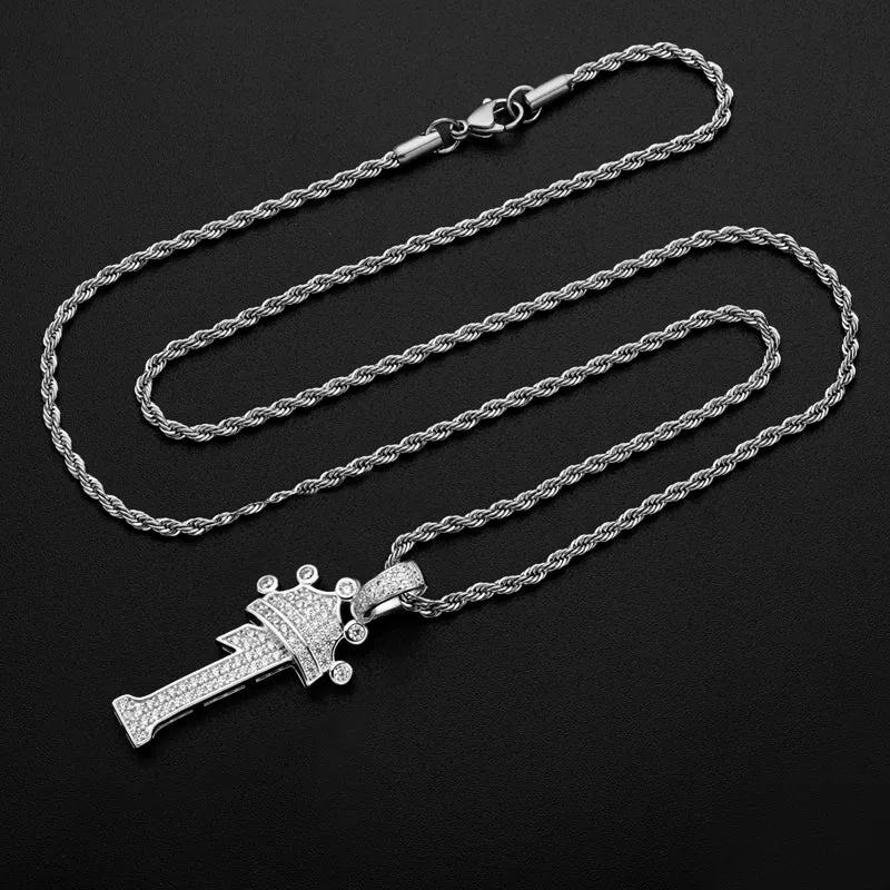 Number 1 Hip Hop Created Diamond Pendant Necklace 23.62''