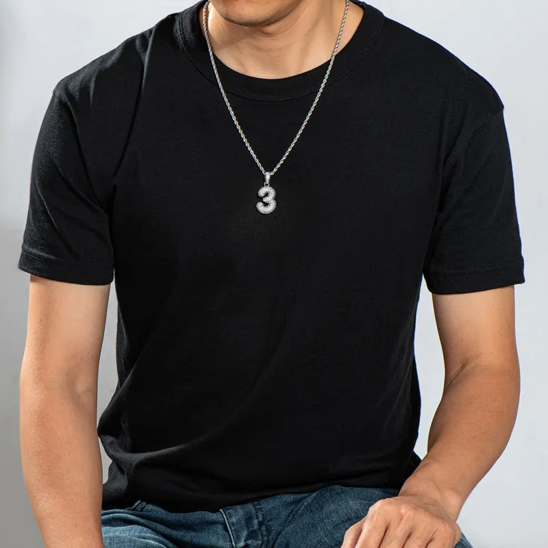 Number 3 Created Diamond Hip-Hop Pendant Necklace 23.62''