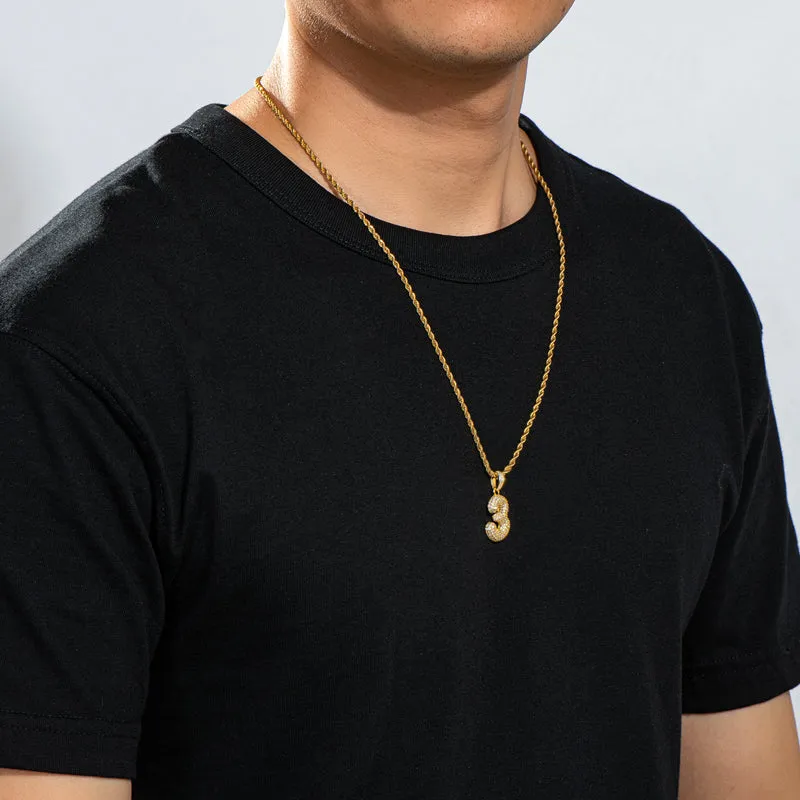 Number 3 Created Diamond Hip-Hop Pendant Necklace 23.62''