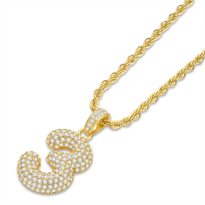 Number 3 Created Diamond Hip-Hop Pendant Necklace 23.62''