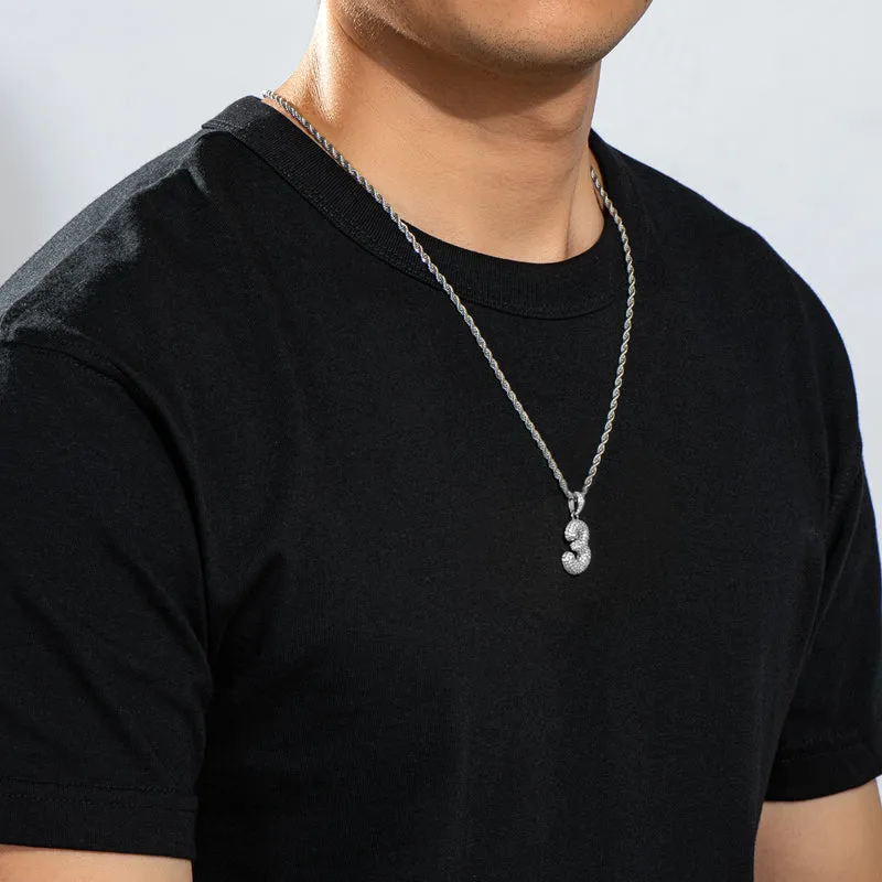 Number 3 Created Diamond Hip-Hop Pendant Necklace 23.62''