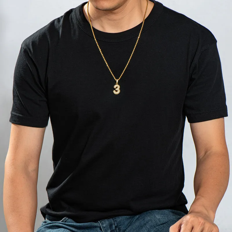 Number 3 Created Diamond Hip-Hop Pendant Necklace 23.62''