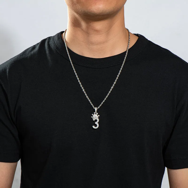 Number 3 Hip Hop Created Diamond Pendant Necklace 23.62''