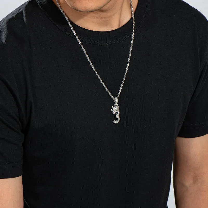 Number 3 Hip Hop Created Diamond Pendant Necklace 23.62''
