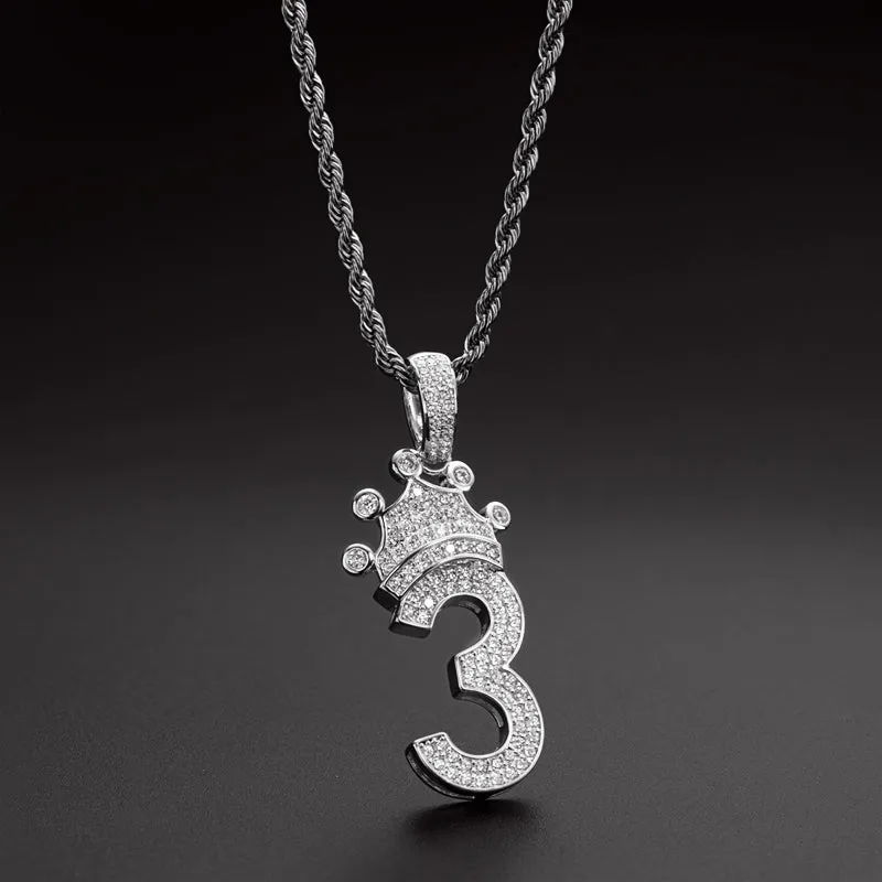 Number 3 Hip Hop Created Diamond Pendant Necklace 23.62''