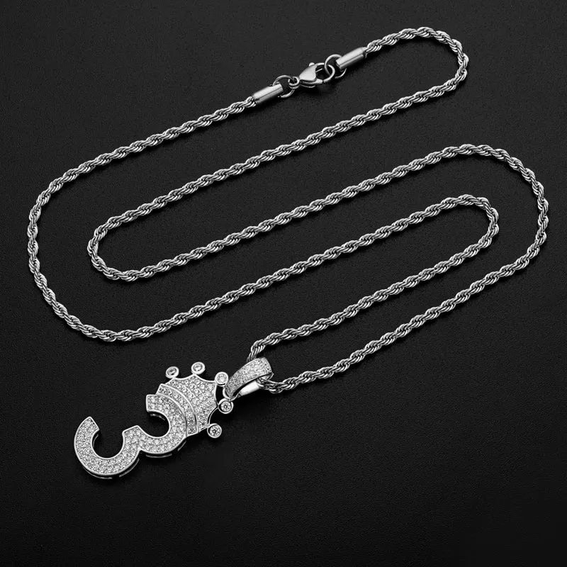 Number 3 Hip Hop Created Diamond Pendant Necklace 23.62''