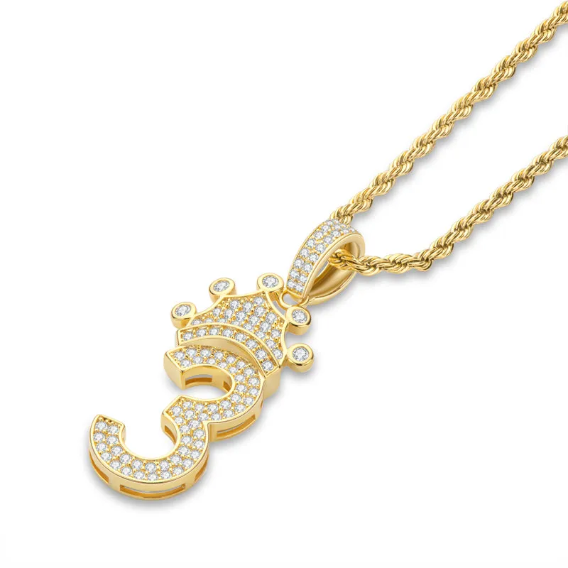 Number 3 Hip Hop Created Diamond Pendant Necklace 23.62''