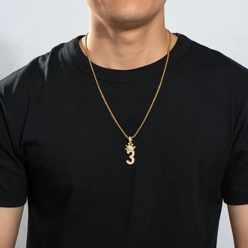 Number 3 Hip Hop Created Diamond Pendant Necklace 23.62''