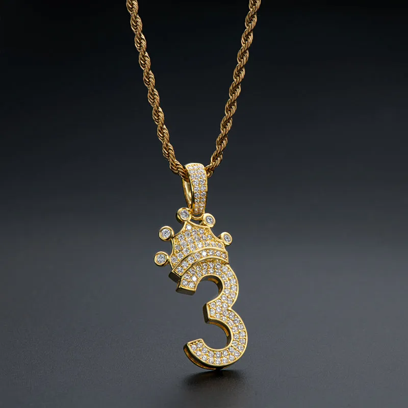 Number 3 Hip Hop Created Diamond Pendant Necklace 23.62''