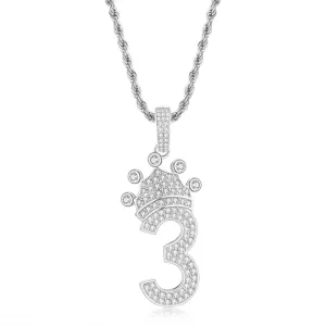 Number 3 Hip Hop Created Diamond Pendant Necklace 23.62''