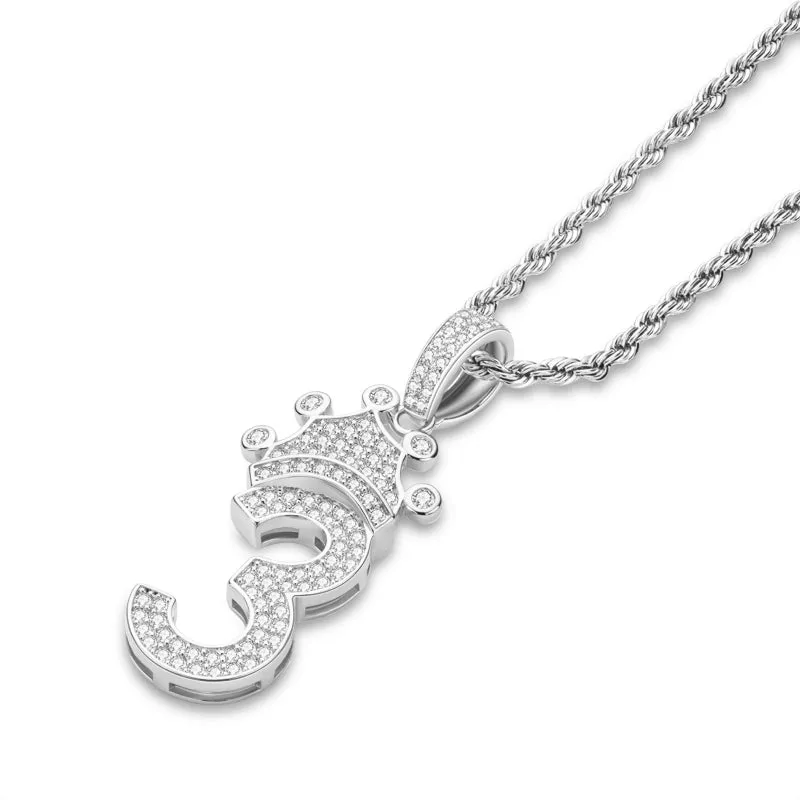 Number 3 Hip Hop Created Diamond Pendant Necklace 23.62''