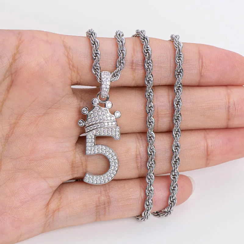 Number 5 Hip Hop Created Diamond Pendant Necklace 23.62''