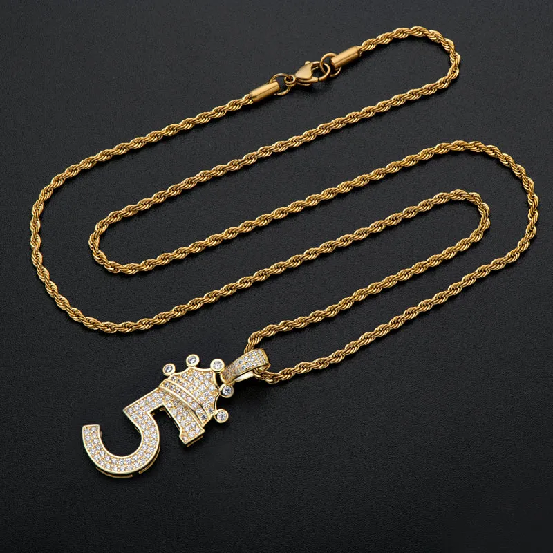 Number 5 Hip Hop Created Diamond Pendant Necklace 23.62''