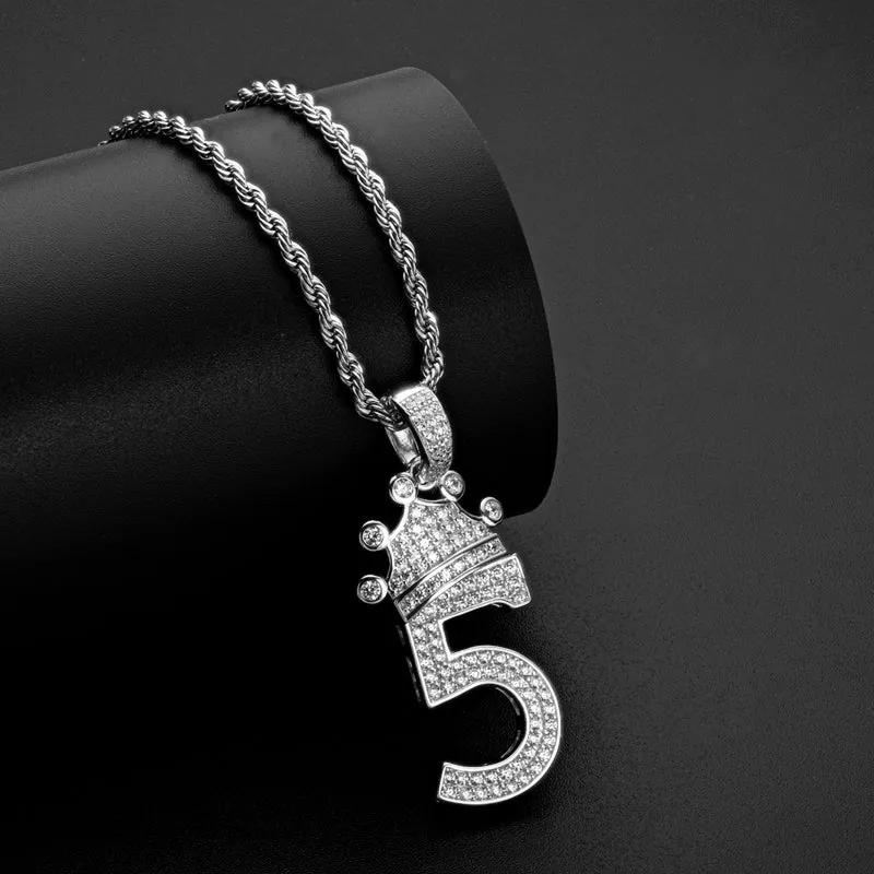Number 5 Hip Hop Created Diamond Pendant Necklace 23.62''