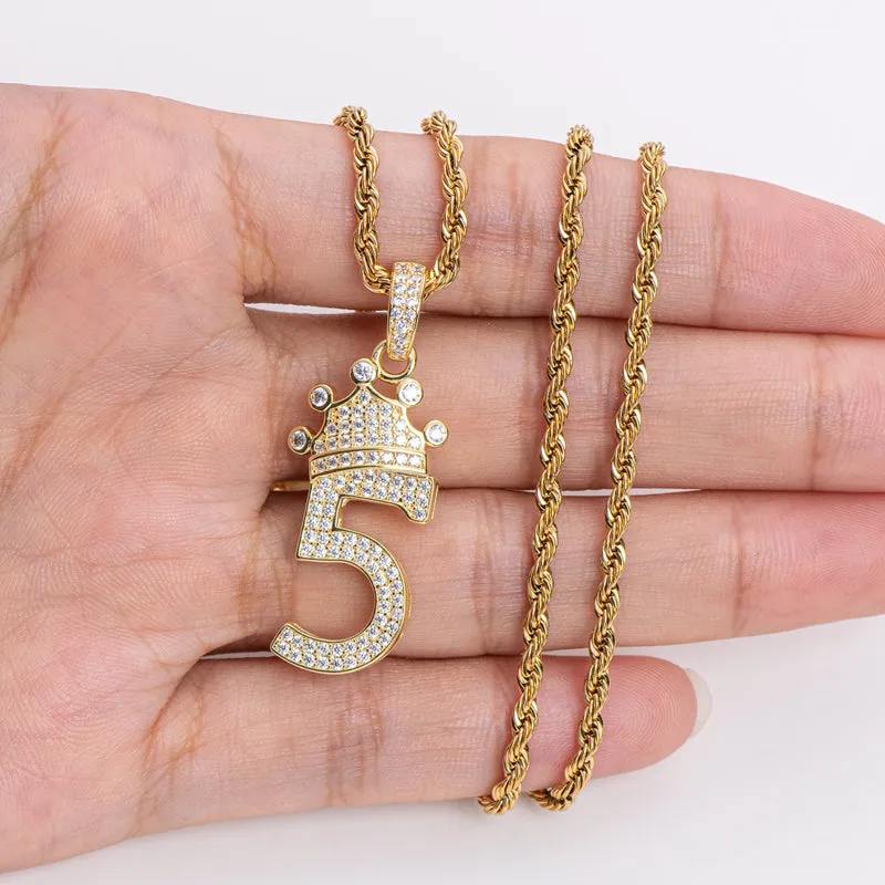 Number 5 Hip Hop Created Diamond Pendant Necklace 23.62''