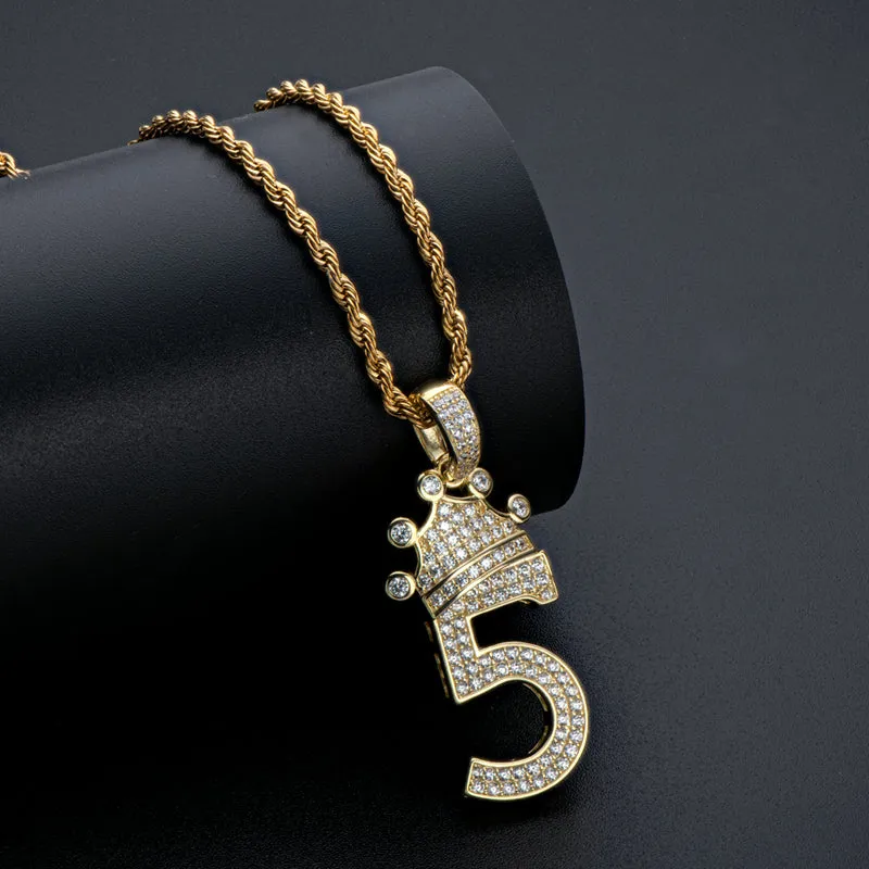 Number 5 Hip Hop Created Diamond Pendant Necklace 23.62''