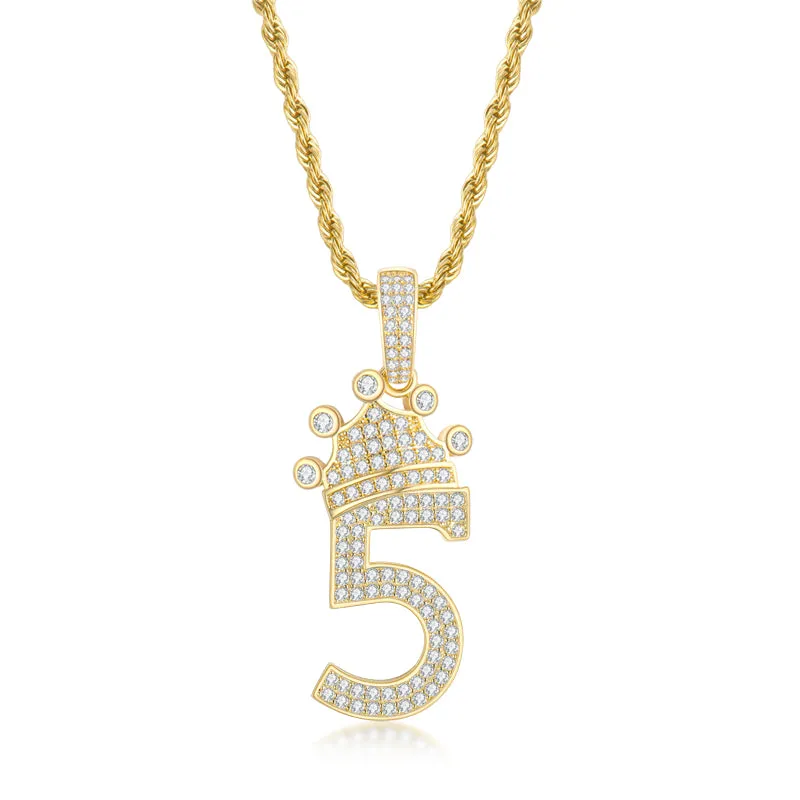 Number 5 Hip Hop Created Diamond Pendant Necklace 23.62''