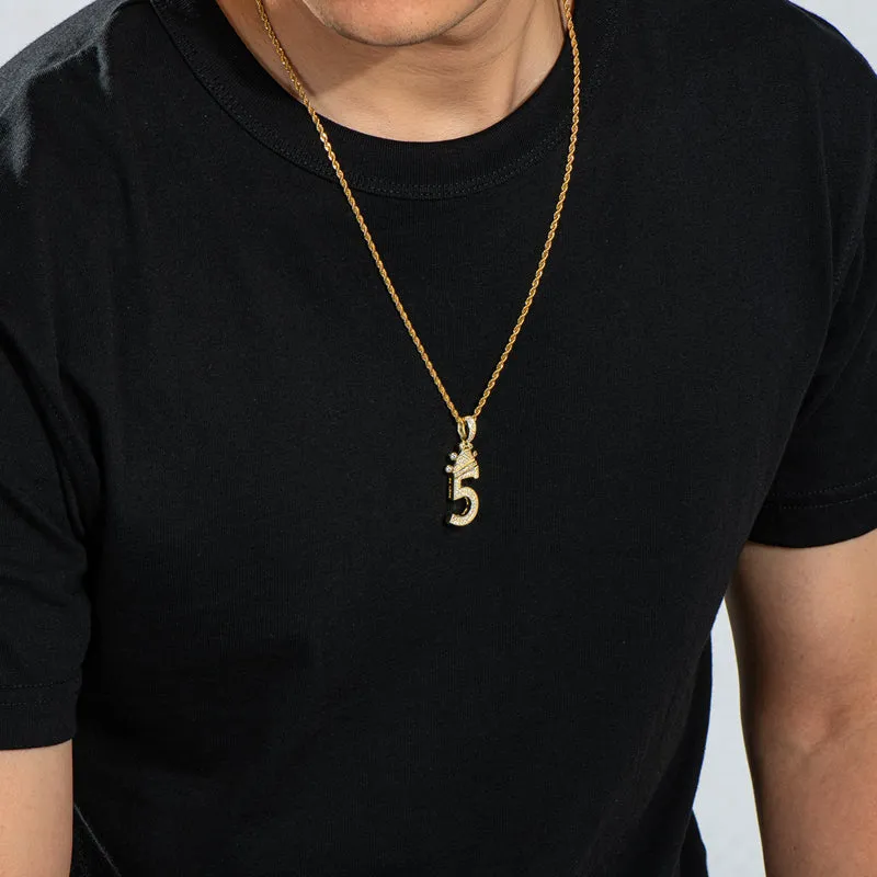 Number 5 Hip Hop Created Diamond Pendant Necklace 23.62''