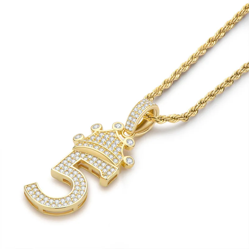 Number 5 Hip Hop Created Diamond Pendant Necklace 23.62''