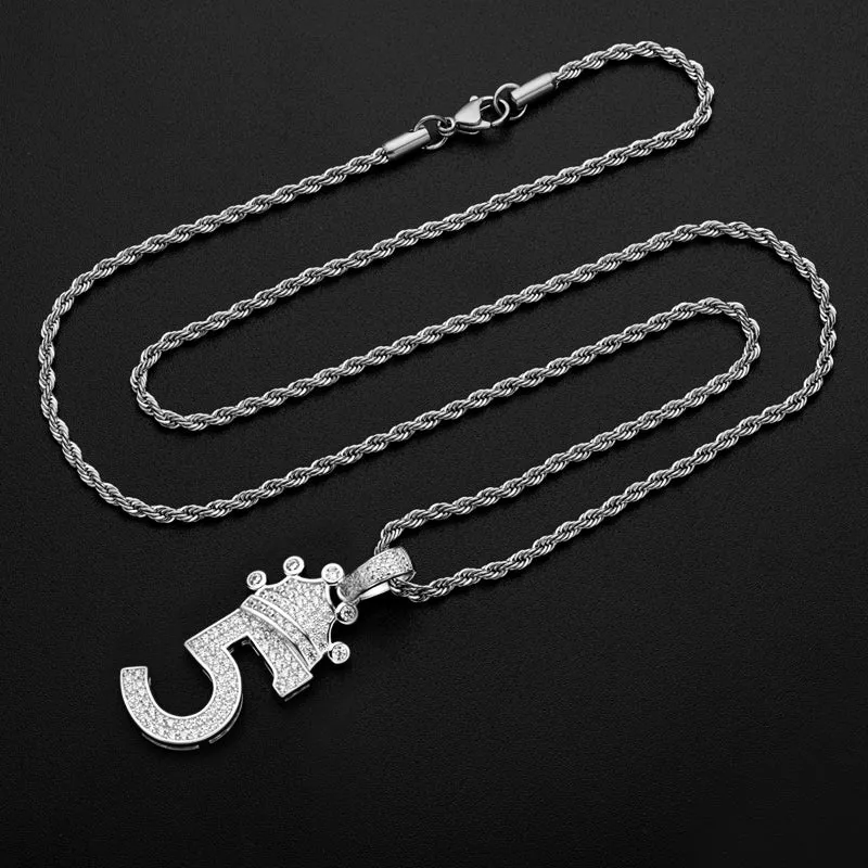 Number 5 Hip Hop Created Diamond Pendant Necklace 23.62''