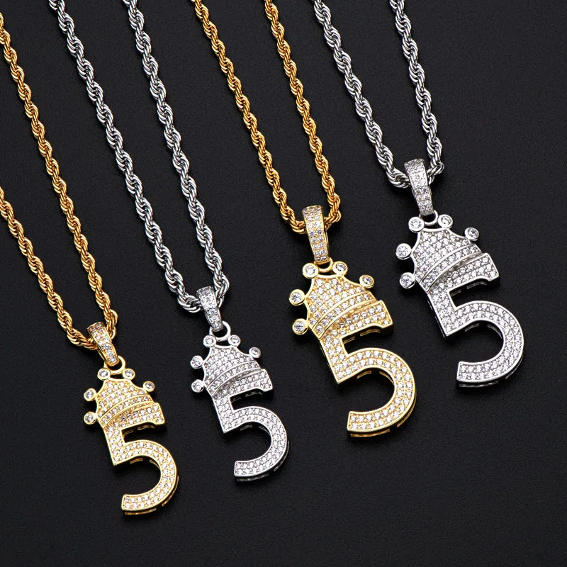 Number 5 Hip Hop Created Diamond Pendant Necklace 23.62''