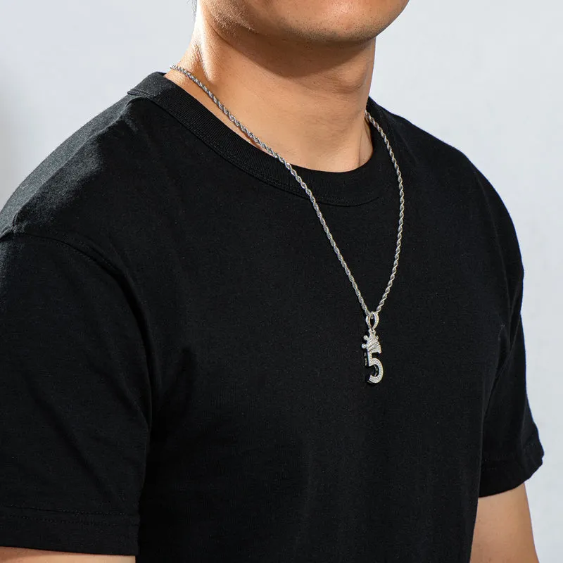 Number 5 Hip Hop Created Diamond Pendant Necklace 23.62''