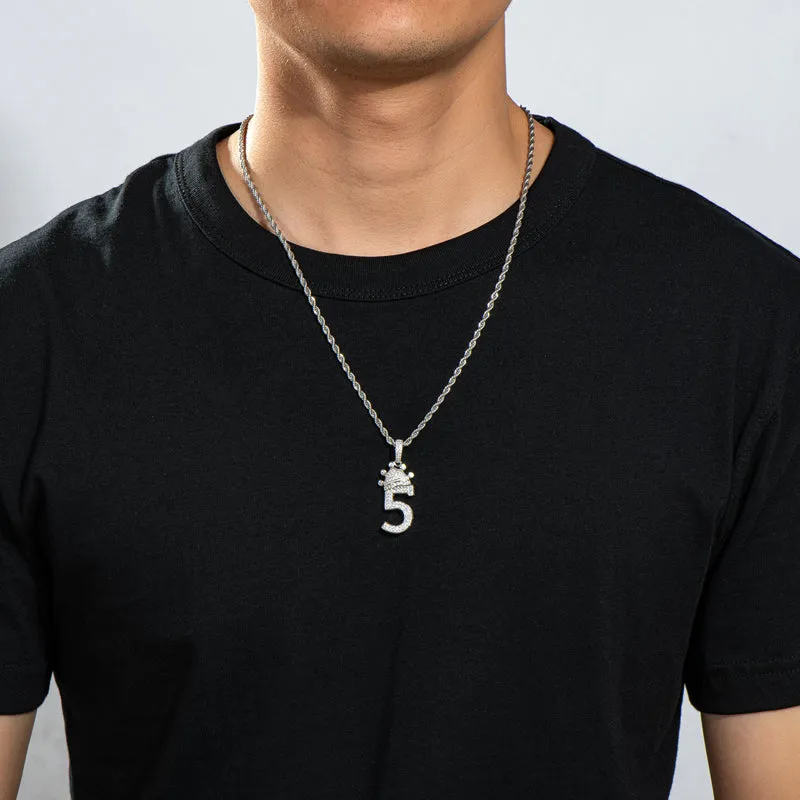 Number 5 Hip Hop Created Diamond Pendant Necklace 23.62''