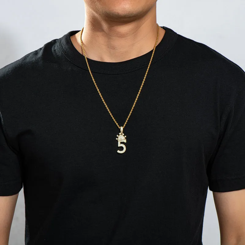 Number 5 Hip Hop Created Diamond Pendant Necklace 23.62''