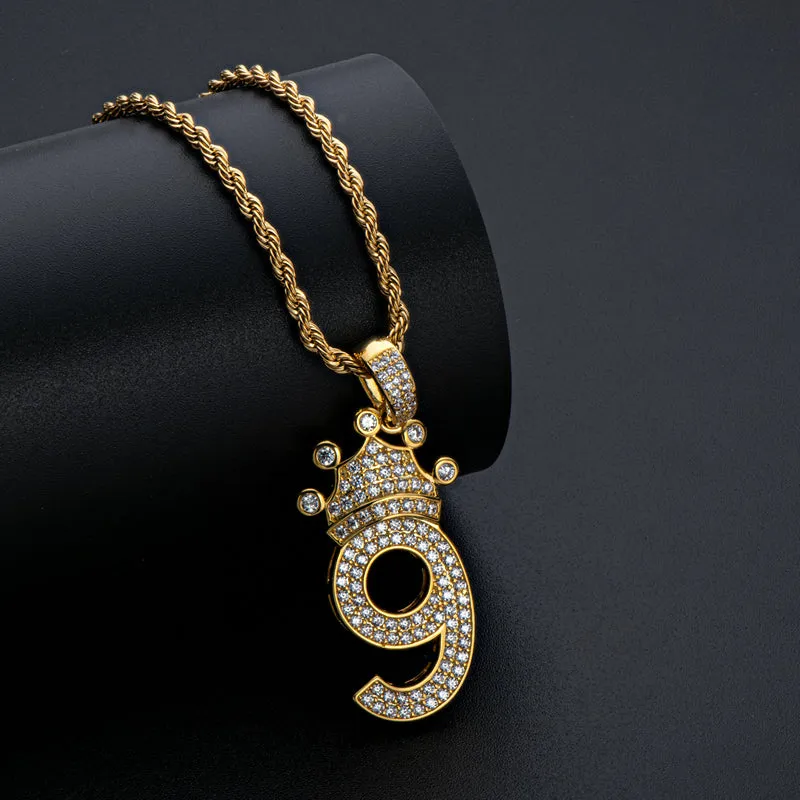 Number 9 Hip-Hop Created Diamond Pendant Necklace 23.62''