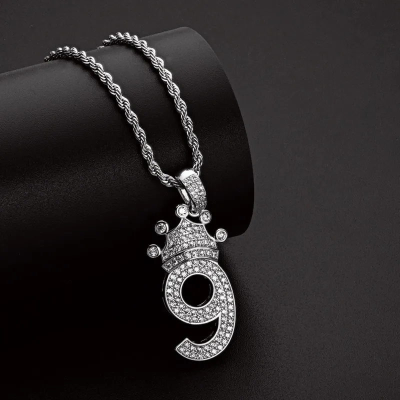 Number 9 Hip-Hop Created Diamond Pendant Necklace 23.62''