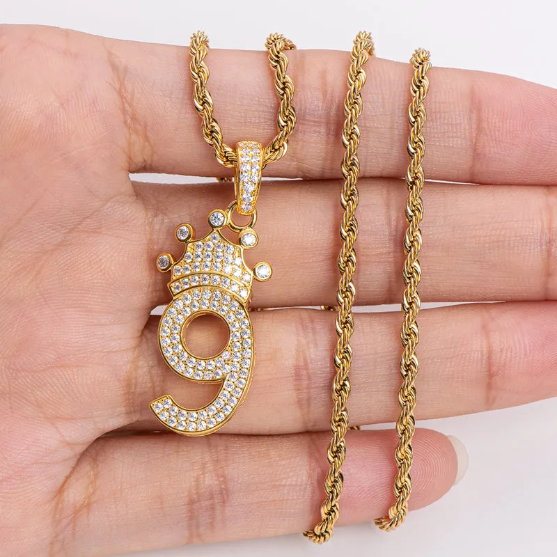 Number 9 Hip-Hop Created Diamond Pendant Necklace 23.62''