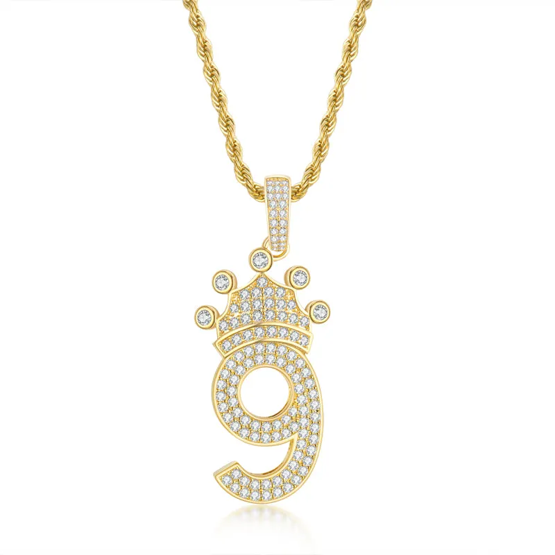 Number 9 Hip-Hop Created Diamond Pendant Necklace 23.62''