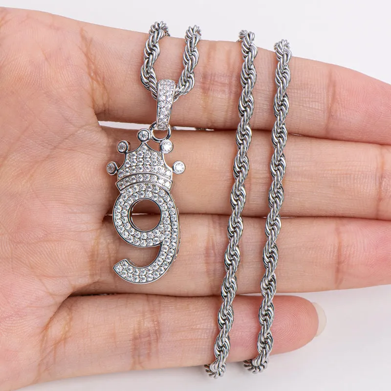 Number 9 Hip-Hop Created Diamond Pendant Necklace 23.62''
