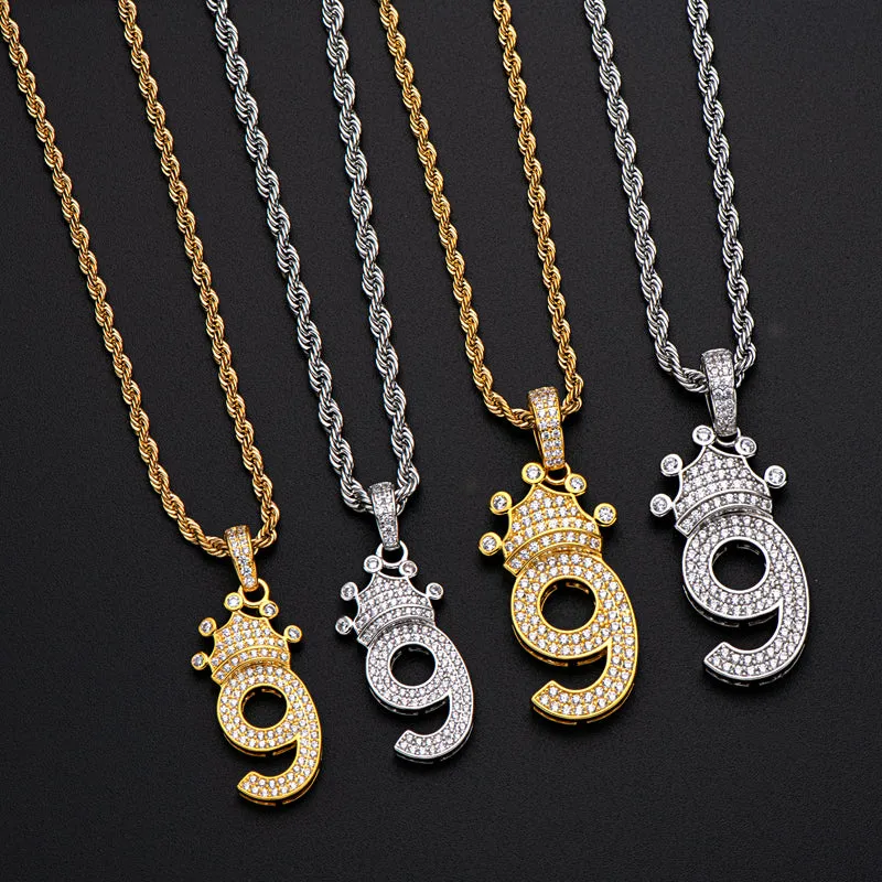 Number 9 Hip-Hop Created Diamond Pendant Necklace 23.62''