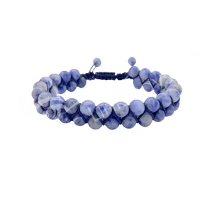 Oceanic - Blue Spot Jasper Double Row Adjustable Beaded Bracelet