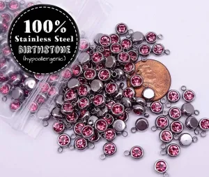 October Birthstone, birth month charm, birthstone charm, wholesale charm, stainless steel charm