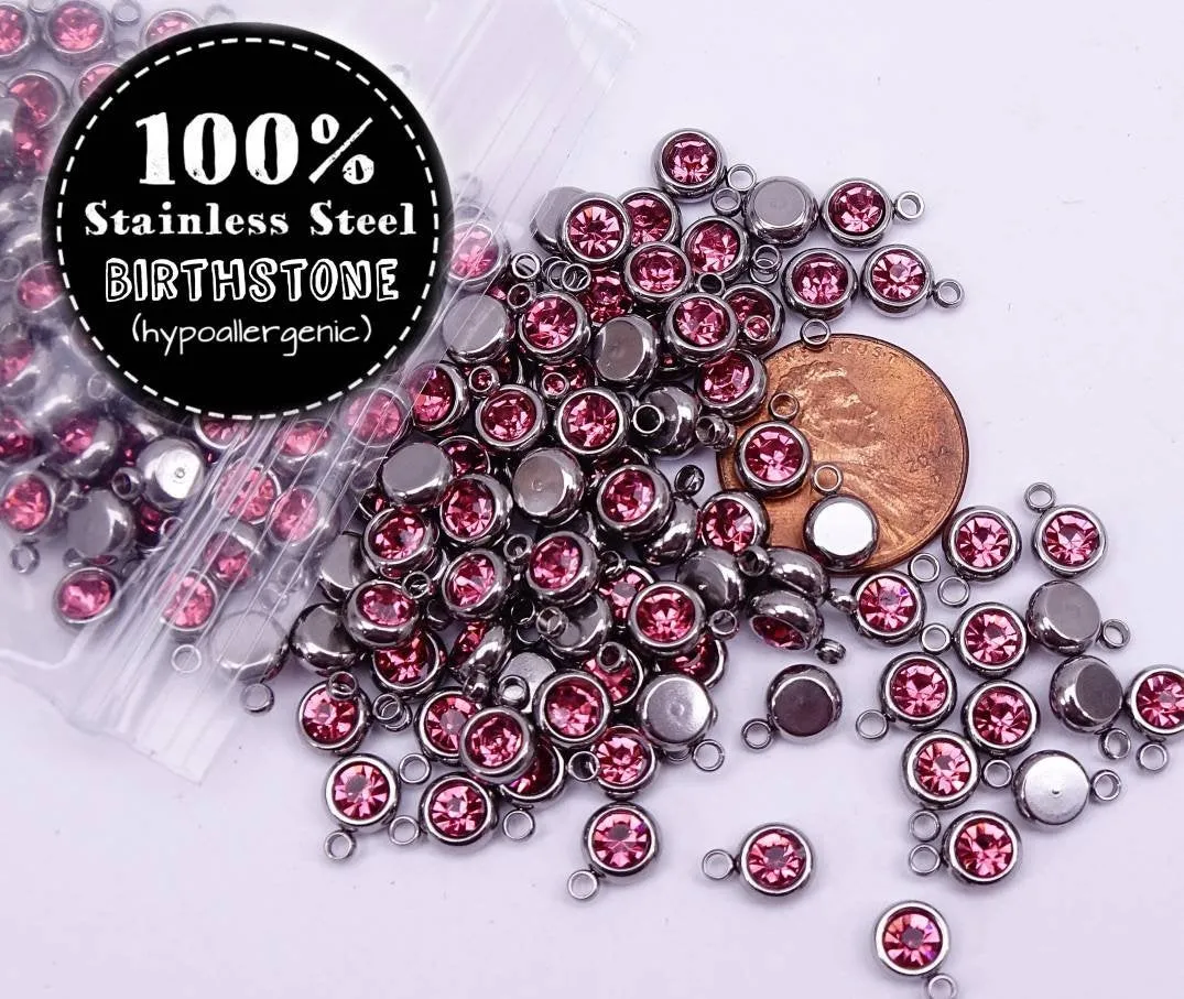 October Birthstone, birth month charm, birthstone charm, wholesale charm, stainless steel charm