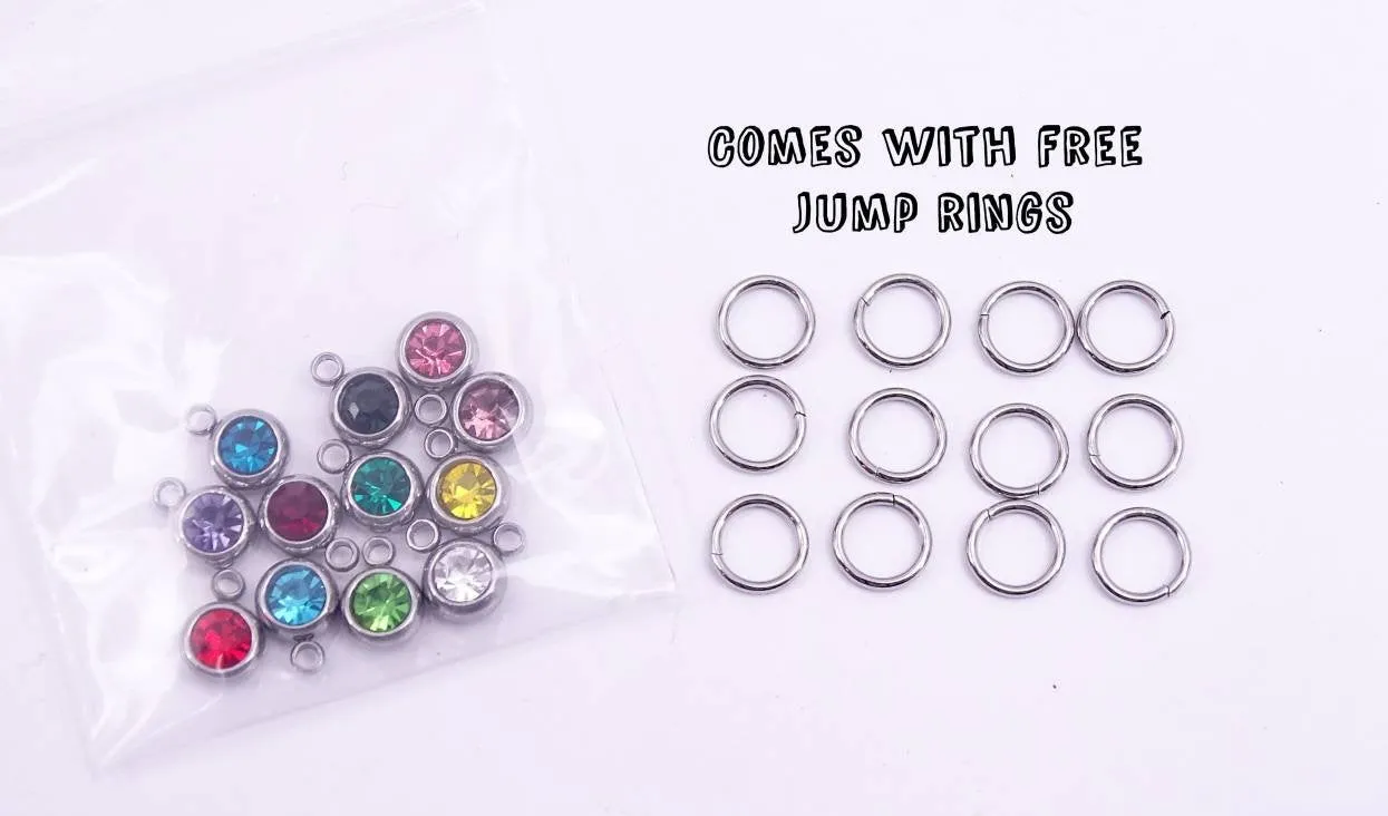 October Birthstone, birth month charm, birthstone charm, wholesale charm, stainless steel charm