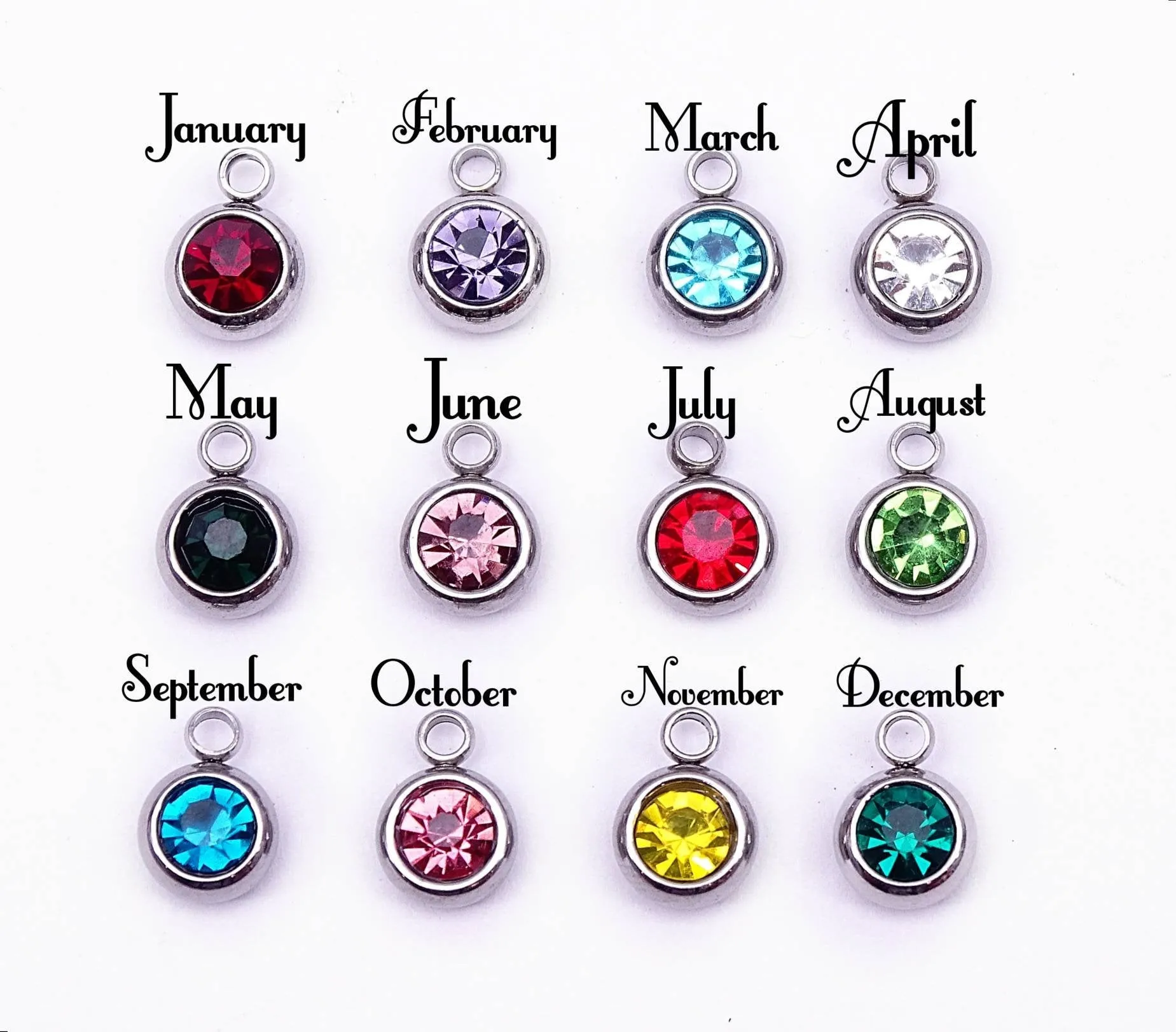 October Birthstone, birth month charm, birthstone charm, wholesale charm, stainless steel charm