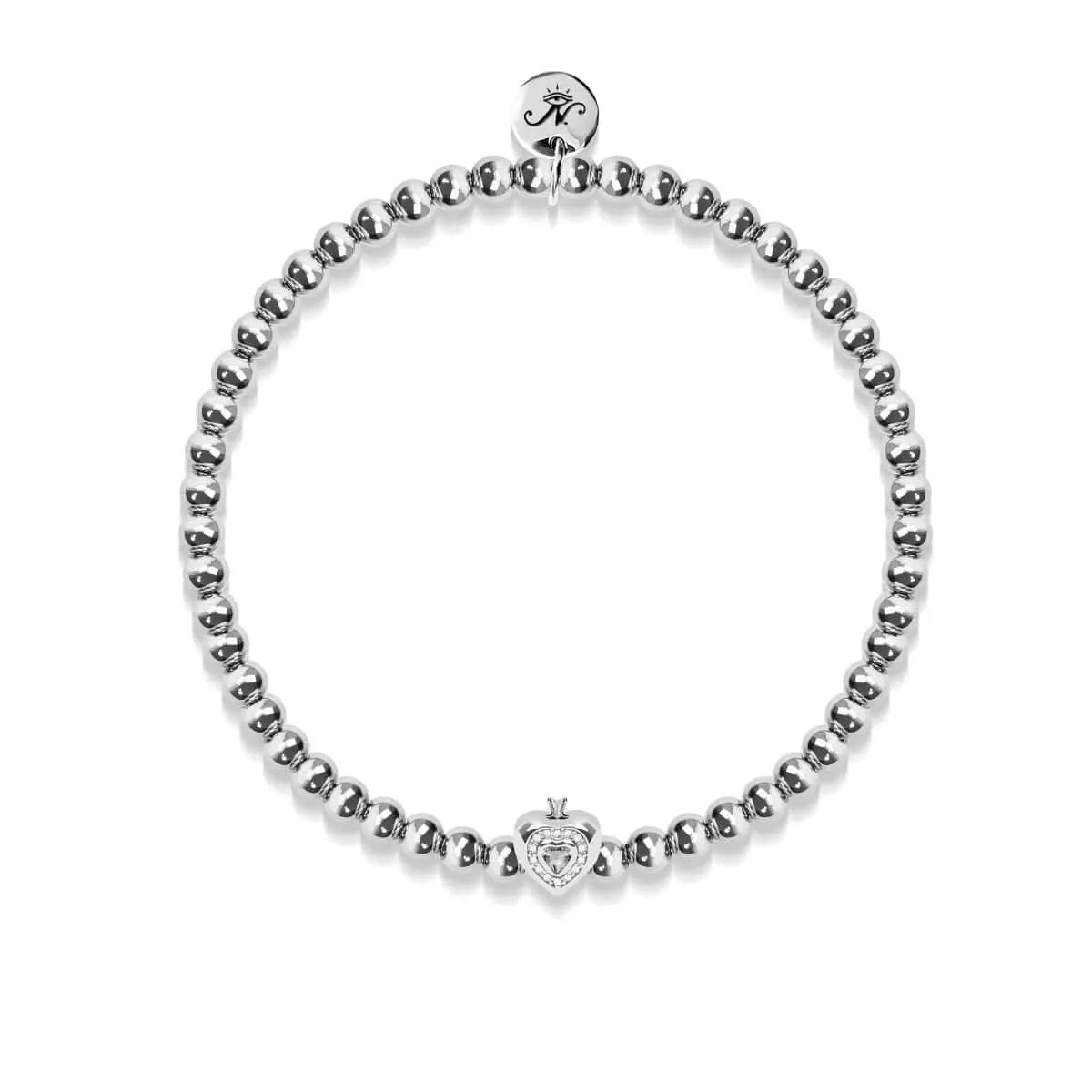 October | Opal Birthstone | Silver | Crystal Heart Bracelet