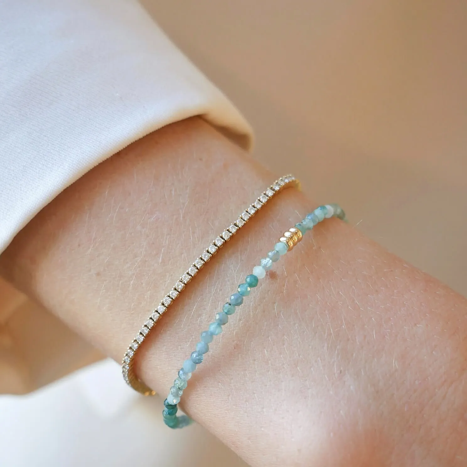 Ombré Tourmaline Birthstone Bead Bracelet