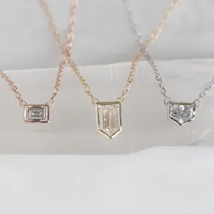 One of a Kind Geometric White Diamond Necklace | 10K Gold