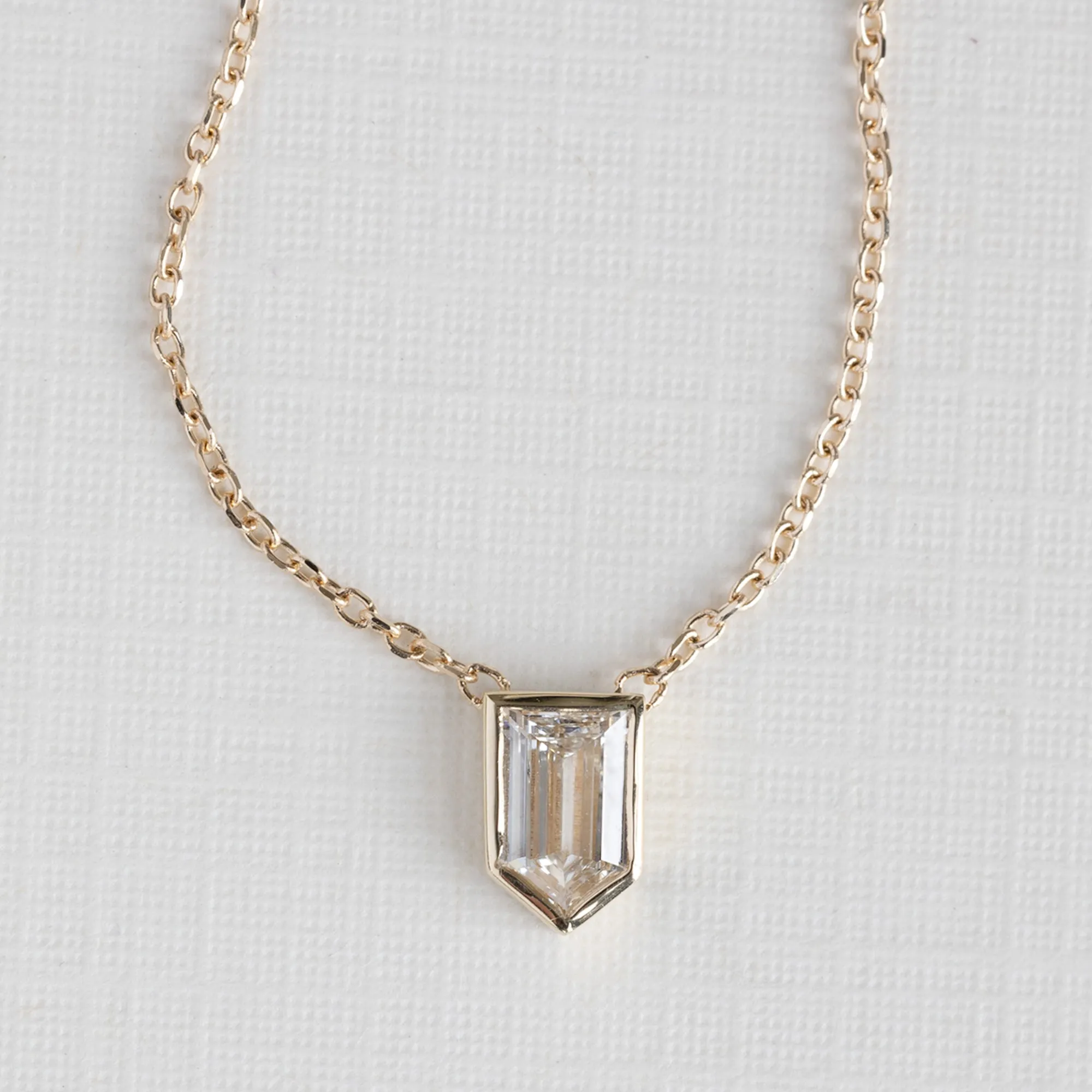 One of a Kind Geometric White Diamond Necklace | 10K Gold