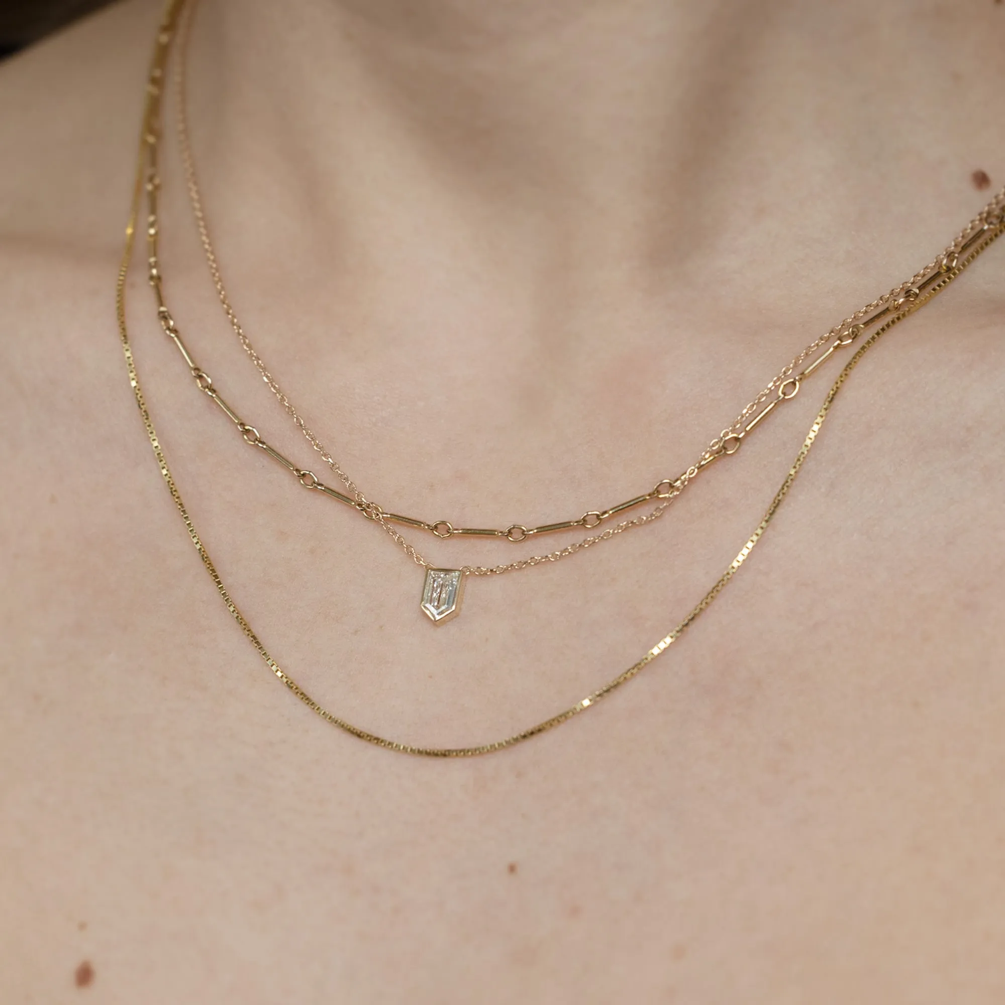 One of a Kind Geometric White Diamond Necklace | 10K Gold