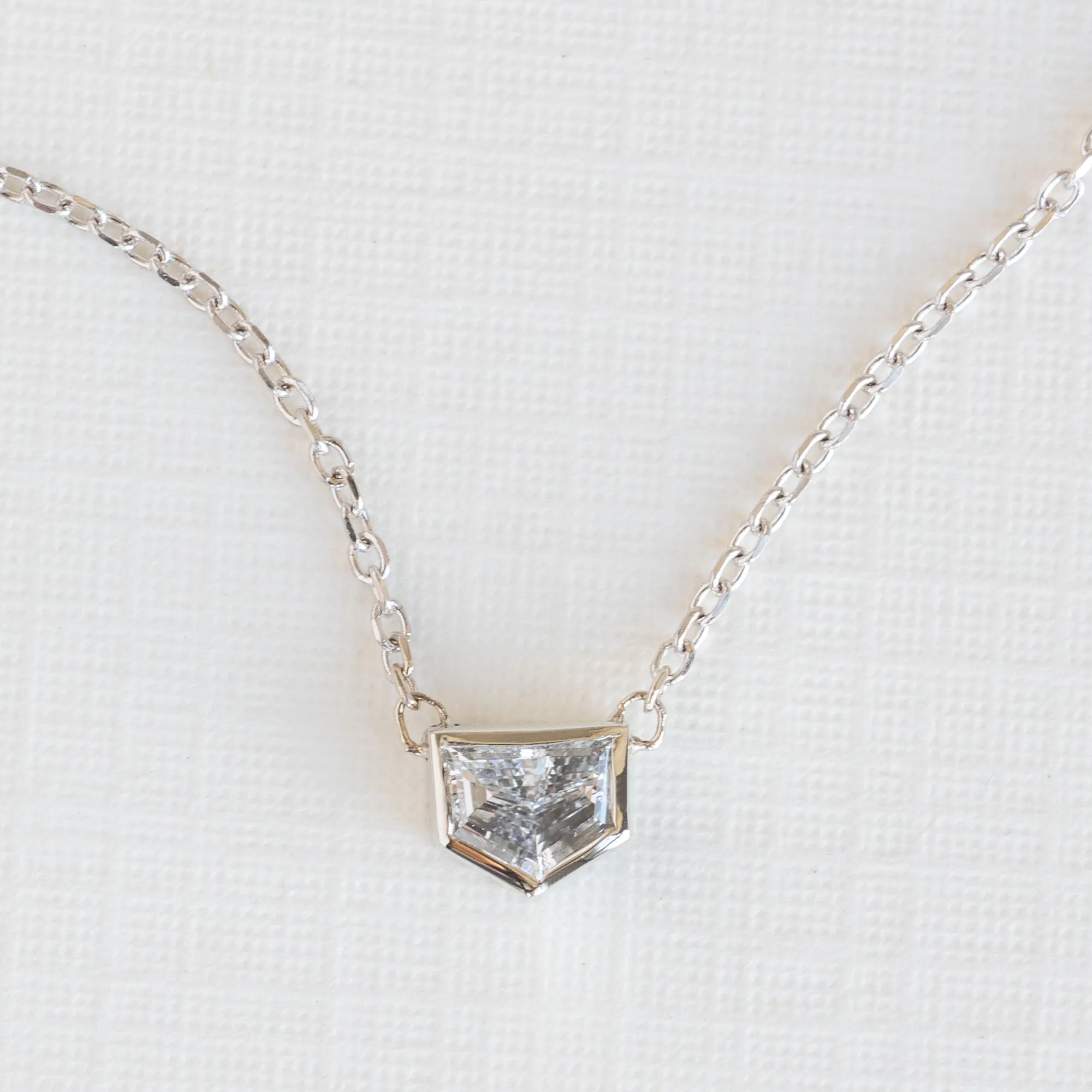One of a Kind Geometric White Diamond Necklace | 10K Gold
