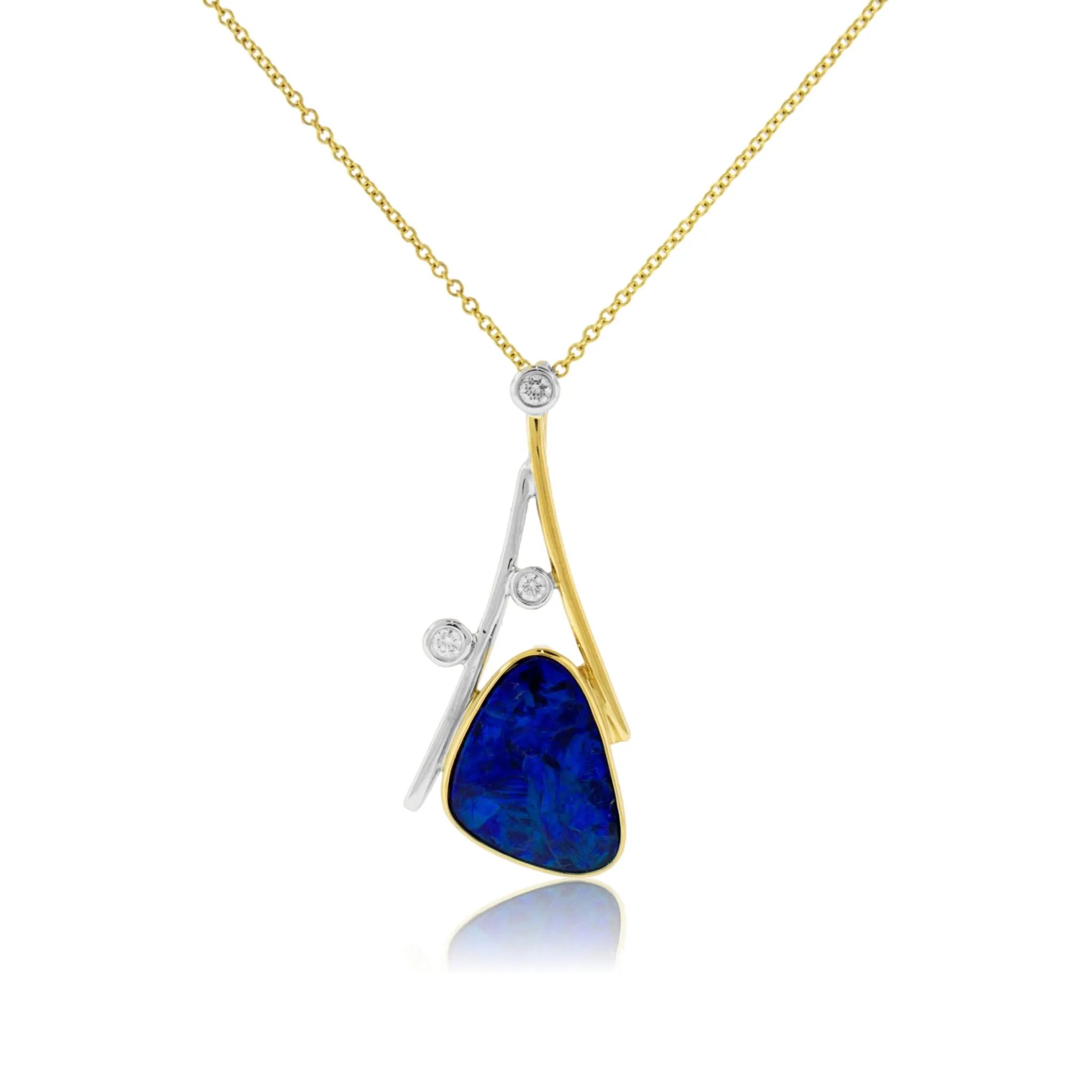 Opal and Diamond Geometric Pendant